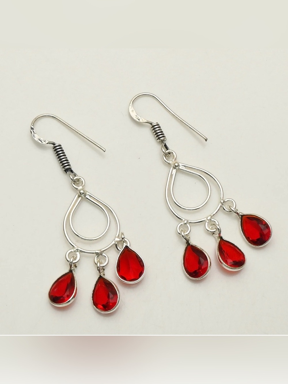 Red Garnet Gemstone Handmade Drop Dangle Earrings
